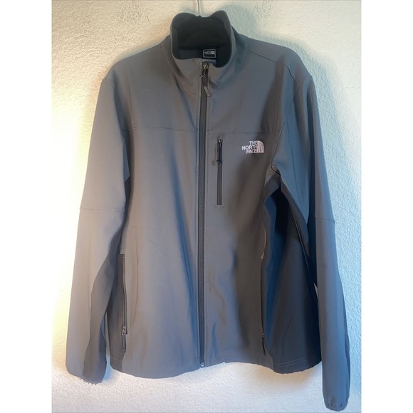 The North Face Apex 2 Tone Softshell Jacket Black Mens Large Zipper Weather EUC - Picture 1 of 11